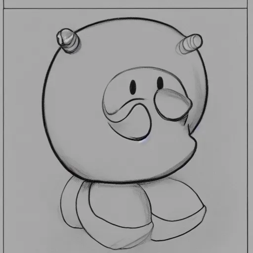 Prompt: a disgusting drawing of a morbidly obese kirby