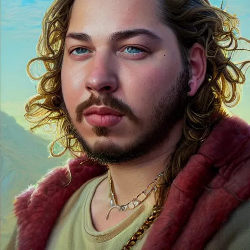 Prompt: epic portrait of post malone, detailed, digital painting, artstation, concept art, donato giancola, joseph christian leyendecker, wlop, boris vallejo, breathtaking, high details, extremely detailed, establishing shot, artistic, hyper realistic, octane render