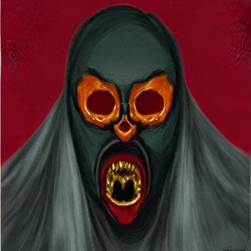 Image similar to baroque style painting of Ghostface from the movie “Scream”