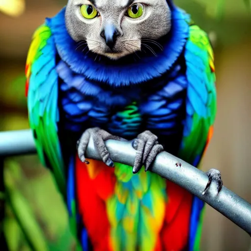 Image similar to a parrot - cat - hybrid, animal photography