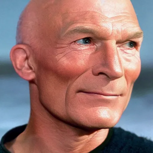 Image similar to captain picard with wavy hair