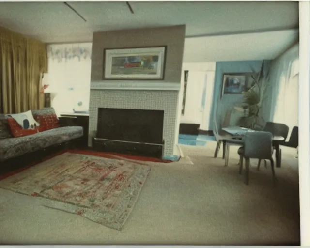 Prompt: An award winning photo of 1970's living room, freshly decorated, 4k, color Polaroid photo
