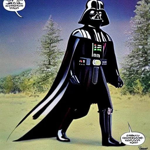 Image similar to Darth Vader moonwalking in the style of Al Feldstein