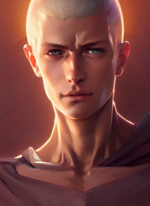 Image similar to ultra realistic illustration, handsome genos. intricate, elegant, highly detailed, digital painting, artstation, concept art, smooth, sharp focus, illustration, art by artgerm and greg rutkowski and alphonse mucha and wlop