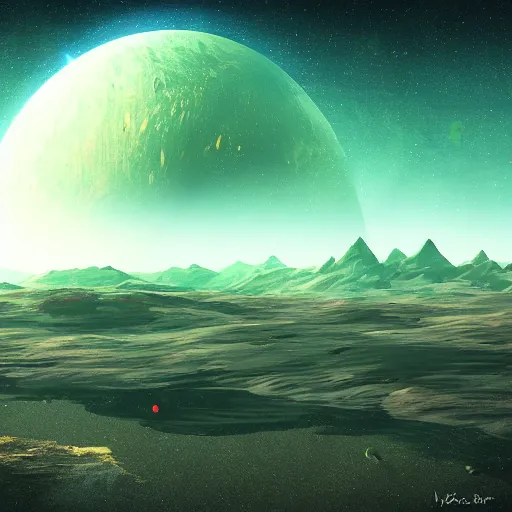 Image similar to No Man's Sky, planet landscape, height quality digital art