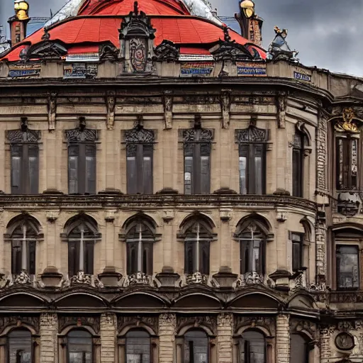 Image similar to a large building with a clock on the top of it, a flemish baroque by bela ivanyi - grunwald, unsplash, heidelberg school, panorama, wimmelbilder, flemish baroque