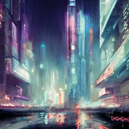 Image similar to futuristic blade runner city by syd mean,