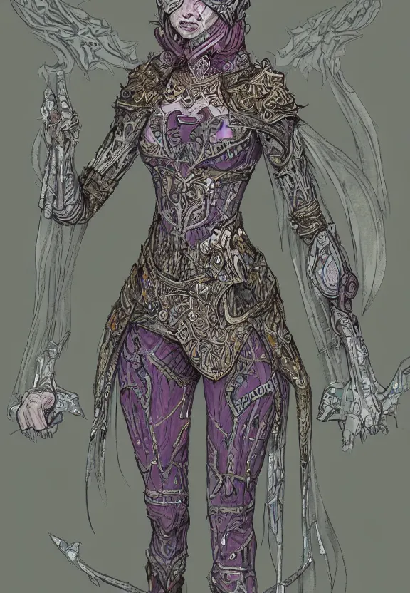 Image similar to concept art of female Void Walker, slavic style, intricate details, colourful, by Randy Vargas and Arthur Adams