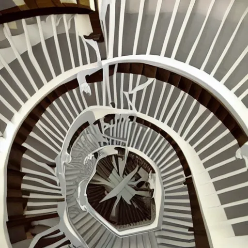 Prompt: infinite staircase, mc escher, origami style