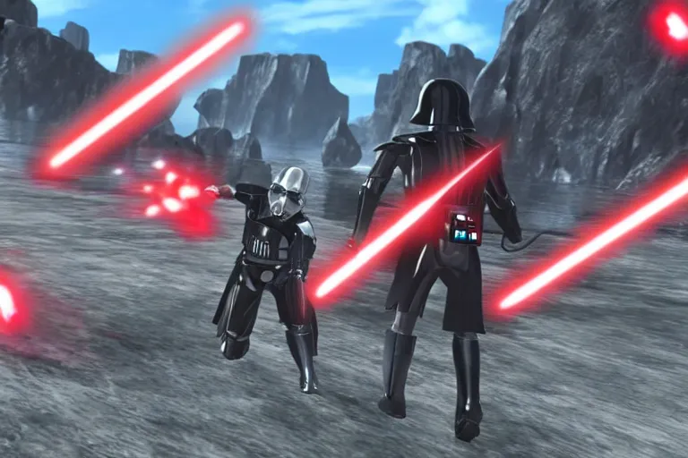 Image similar to Screenshot from Darth vader in Xenoblade Chronicles