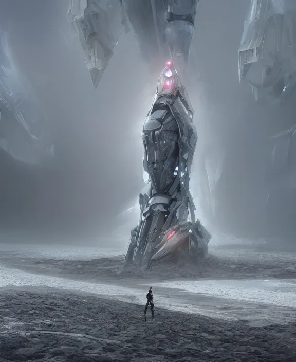 Image similar to surreal romantic mecha covenant deformation tower, futuristic berserk white architecture in the beach in iceland, foggy, highly detailed, digital painting, arstation, concept art, hyperealistic octane render, unreal engine,