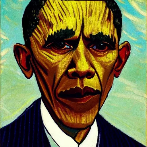 Image similar to scary obama, van gogh