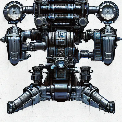 Prompt: painting of a steampunk scifi tech hardsurface, symmetric form exploration, big medium small, artstation, concept art, syd mead