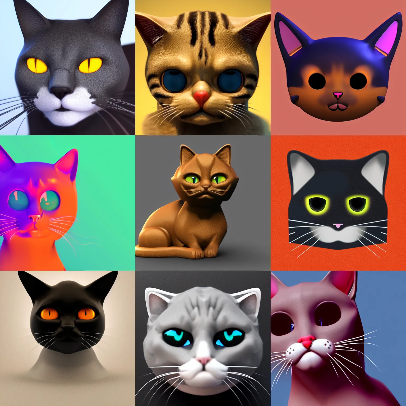 Prompt: a cat software icon, UI design, Material design, 3D, octane render, trending on Artstation, 4K