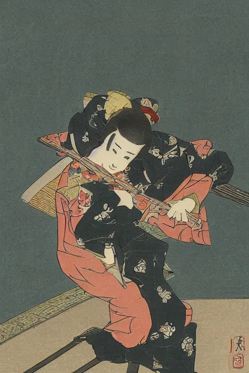 Prompt: mistress, gheisha, art of the edo period, traditional japanese illustration,