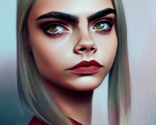 Image similar to highly detailed portrait of cara delevingne by ilya kuvshinov, 4k resolution