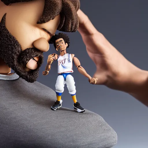 Image similar to detailed studio photography of a close up claymation action figure of j cole, highly detailed, breathtaking, uhd resolution, beautiful lighting, studio light, extremely detailed, 8 5 mm shot, photorealistic, hyperrealistic