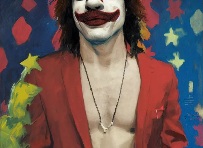 Prompt: a highly detailed beautiful portrait ofanthony kiedis as clown, by gregory manchess, james gurney, james jean