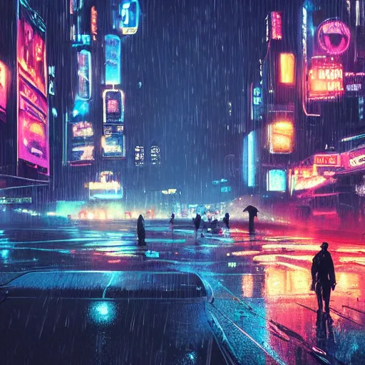 Image similar to jellyfish running on the street at night after the rain, with the silhouette of distant mountains in the background, cyberpunk style, blade runner, by darek zabrocki, 8 k