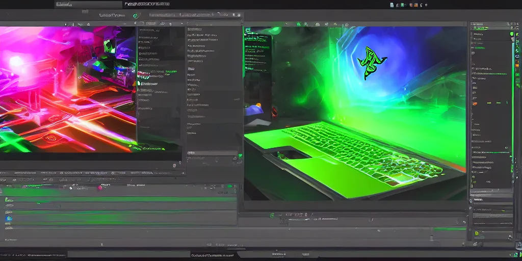 Image similar to screenshot of razer operating system, rgb lighting, hd, artstation, digital art