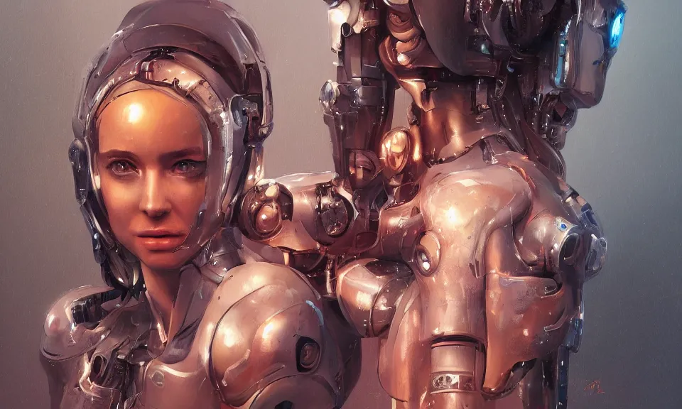 Image similar to a beautiful girl with robot body, portrait, realistic shaded Perfect face ,featured in cinematic, elegant, artstation, intricate, highly detailed, digital painting, artstation, concept art, sharp focus, illustration, cyberpunk, cgsociety, 8k