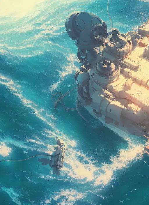 Image similar to deep sea, detailed, futuristic, cory loftis, james gilleard, atey ghailan, makoto shinkai, goro fujita, studio ghibli, rim light, exquisite lighting, clear focus, very coherent, plain background