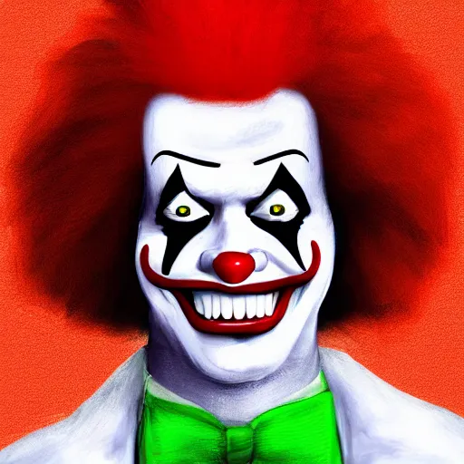 Prompt: Full-body portrait Ronald McDonald dressed like the Insane Clown Posse. Digital painting.