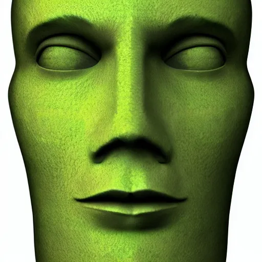 Prompt: green human face as broken 3 d meshes