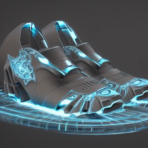 Image similar to shoes inspired by Fractals, concept art, product design, octane render, high detail, 8k, aesthetic, symmetrical