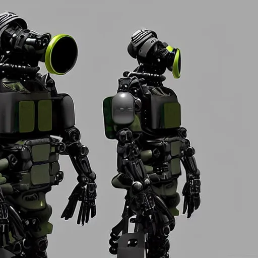 Image similar to futuristic special forces soldier robot, with exoskeleton armor and night vision goggles