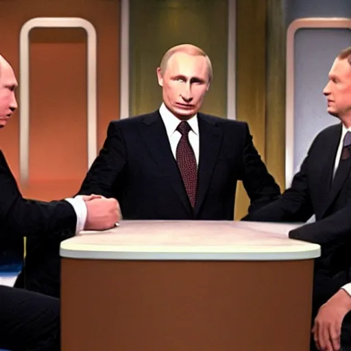 Image similar to Vladimir Putin as a guest star on the TV show Whose Line Is It Anyway?