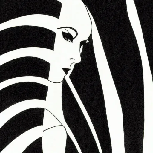 Image similar to continuous spiral single line contour op art, mary louise brooks