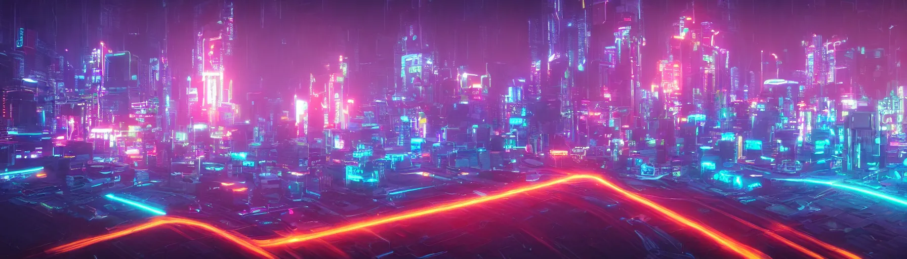 Prompt: Futuristic neon city in the style of a PBC, cgsociety, octane render, hyperrealistic