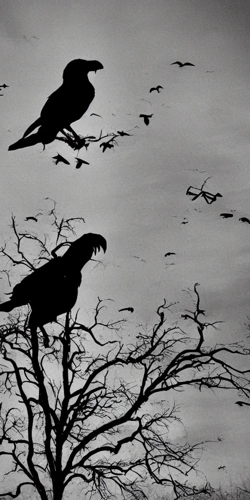 dark sky with crow