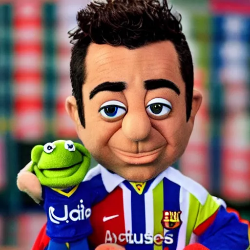 Prompt: xavi hernandez as a muppet