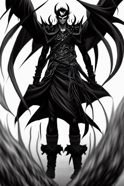 anime full body handsome young demon king man only,, Stable Diffusion