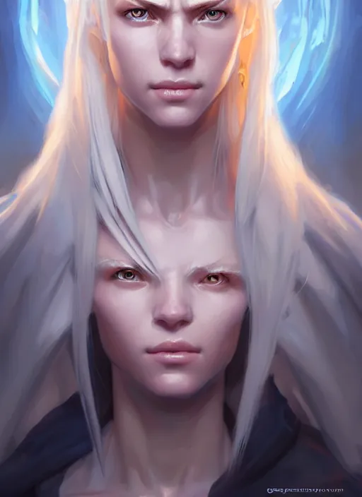 Prompt: a fantasy style portrait painting of shy white female paladin with blonde hair and blue eyes shy, scar under left eye, holy oil painting unreal 5 daz. rpg portrait extremely detailed artgerm greg rutkowski _ greg