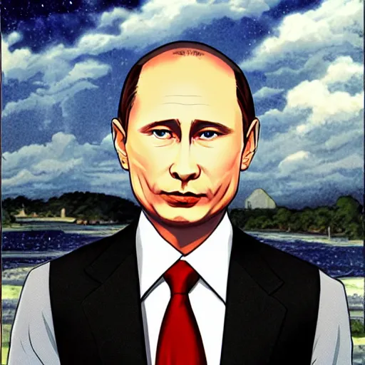 Image similar to anime putin portrait