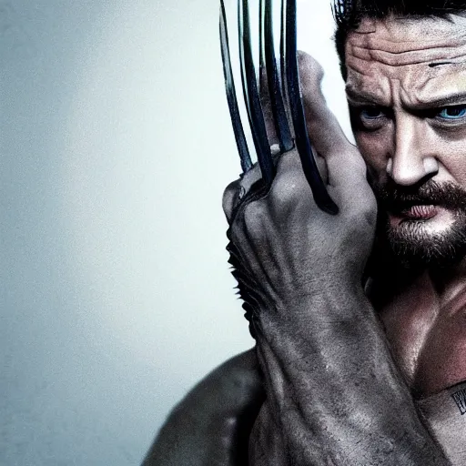 Image similar to Tom Hardy as wolverine 4K quality Photorealism