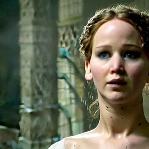 Image similar to jennifer lawrence is frankenstein's monster, still from the movie mary shelley's frankenstein