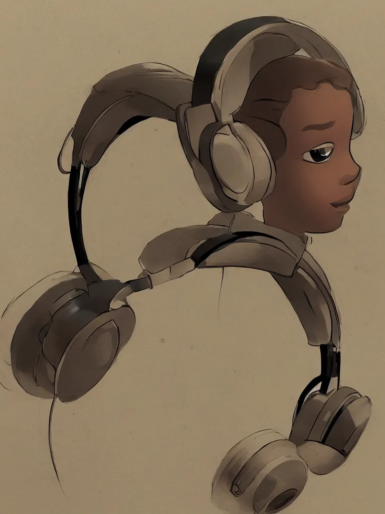 Prompt: listening to headphones by disney concept artists, blunt borders, rule of thirds