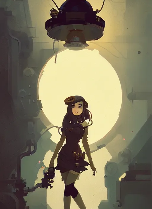 Image similar to portrait of cute maiden girl, steampunk by atey ghailan, by greg rutkowski, by greg tocchini, by james gilleard, by joe gb fenton, by in kaethe butcher, dynamic lighting, gradient light yellow, brown, blonde cream and white color in scheme, grunge aesthetic