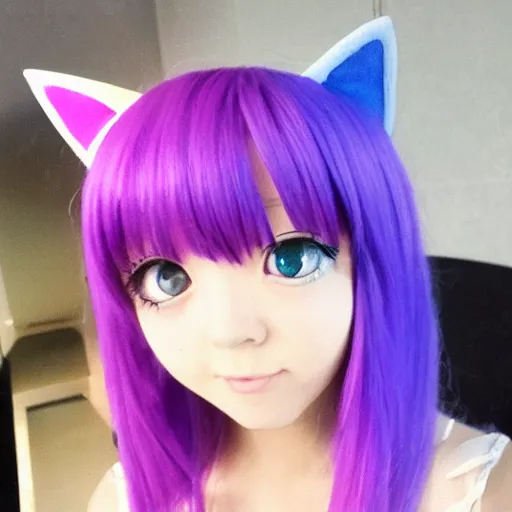 Image similar to a girl with a cat ear, anime style
