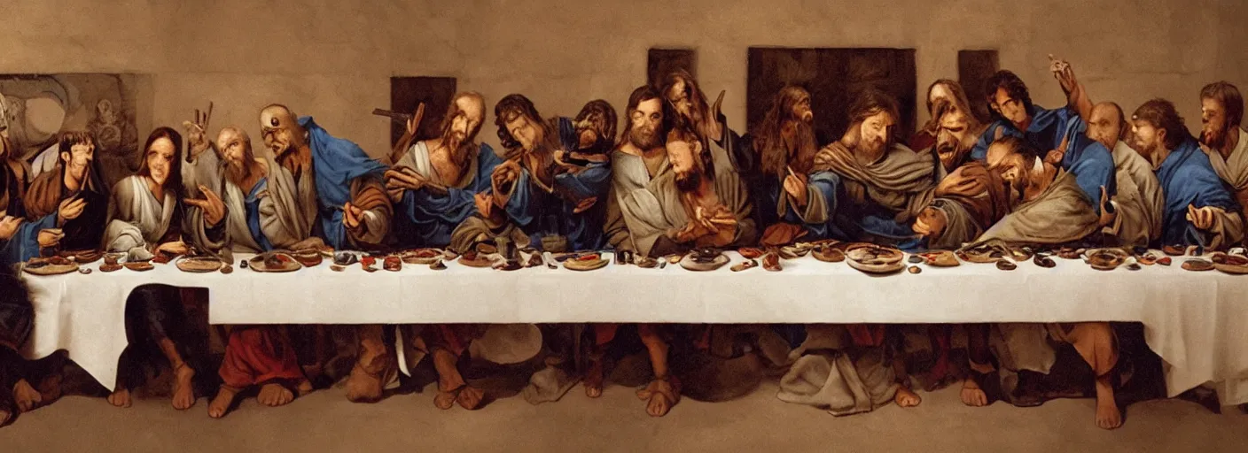 Image similar to the last supper with star wars characters.