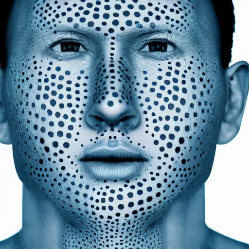 Prompt: extreme close up a sparse pattern of large holes on a person's face. trypophobia. model lighting, ue 5, digital art, 4 k