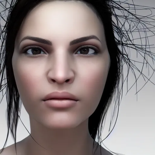 Image similar to stunning young woman face octane render humongous nose