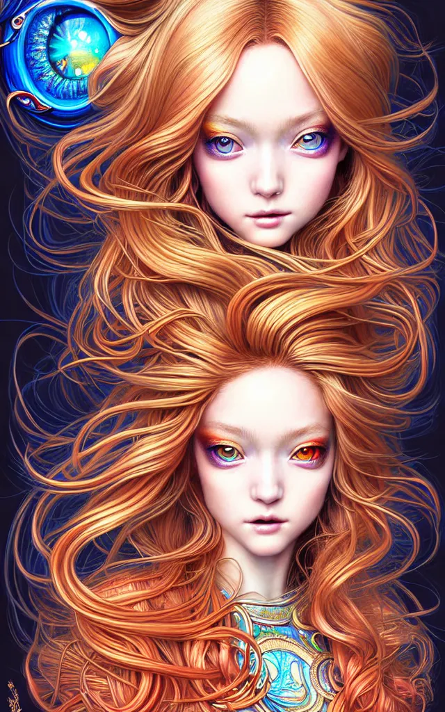 Prompt: fish eye lens view of The Most Beautiful Woman On Earth ,reflections of fire on eye, fantasy, intricate, richly detailed colored 3D illustration of a beautiful ornated cute body with long metallic hair wearing a hoodie and short skirt that is happy and curious. background with completely rendered reflections, art by Range Murata and Artgerm highly detailed, digital painting, trending on artstation, sharp focus, D&D, illustration, style of Stanley Artgerm, perfect smile vogue, awards, model,