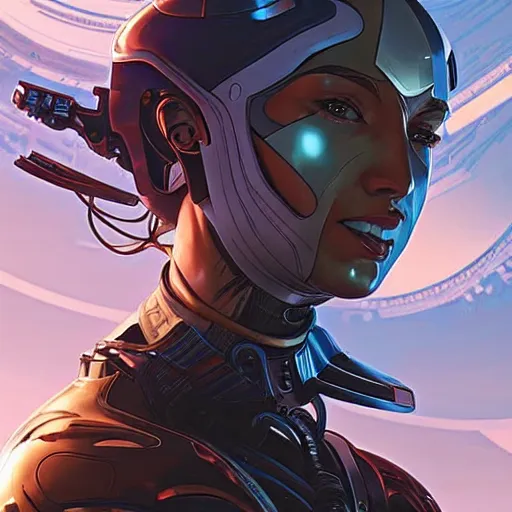 Prompt: symmetry! futuristic robotic, apex legends, epic lighting, epic pose, illustration, highly detailed, art by artgerm and greg rutkowski and alphonse mucha