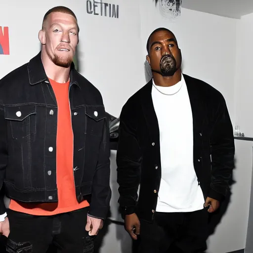 Image similar to kanye west, john cena, conor mcgregor all hanging out