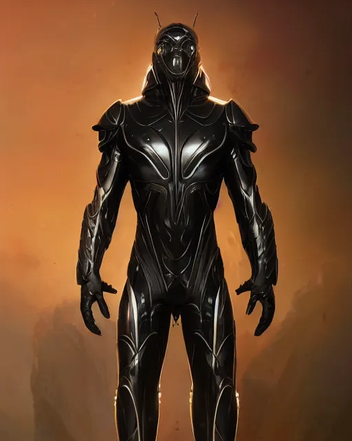 Image similar to sleek wiry muscular male smooth black pearlescent scifi armor, by greg rutkowski and mark brookes and jim burns and tom bagshaw and magali villeneuve, trending on artstation